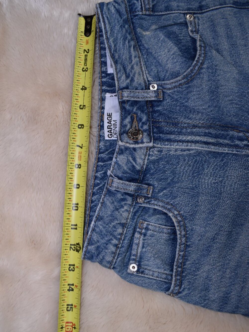 Garage 90s Straight Leg Jeans Size 0 Frayed Hem Vintage Wash Denim - Picture 7 of 12